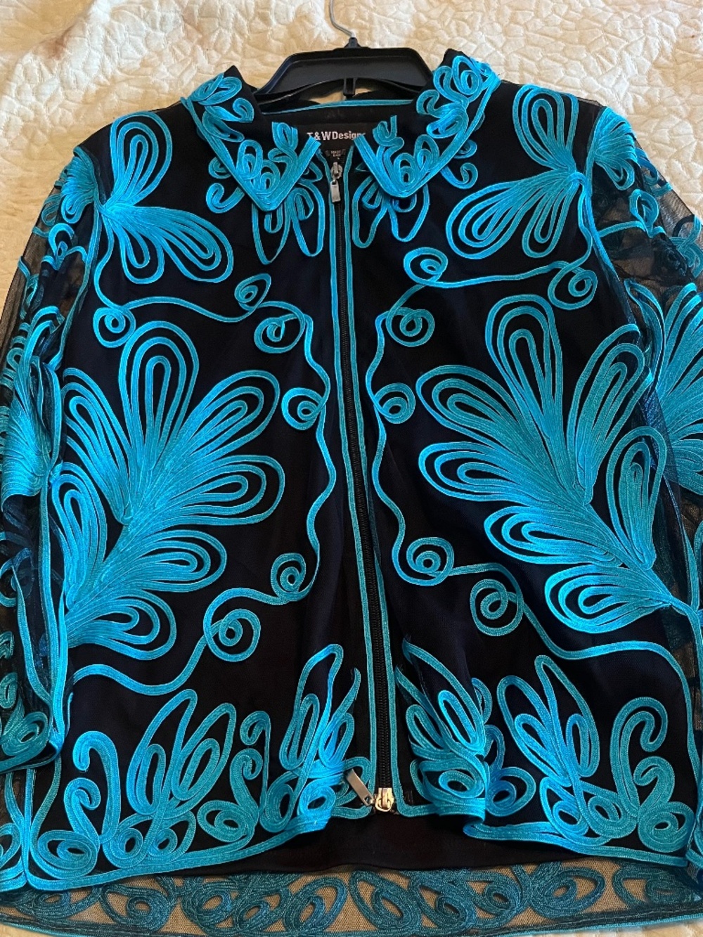 Fancy zip front top